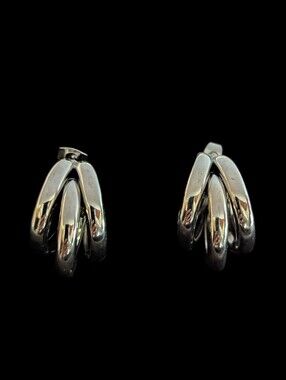 Silver-Tone Multi-Hoop Earrings Hollow Women's Jewelry Minimalist